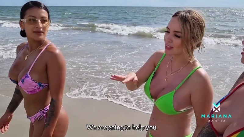 Sara Blonde, Kourtney Love, Mariana Martix Three Big Squirts on the Beach Public Colombian Lesbian